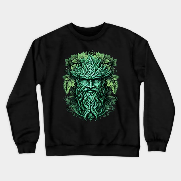 Jack Of The Wood Traditional Pagan Celtic Greenman Crewneck Sweatshirt by ShirtFace